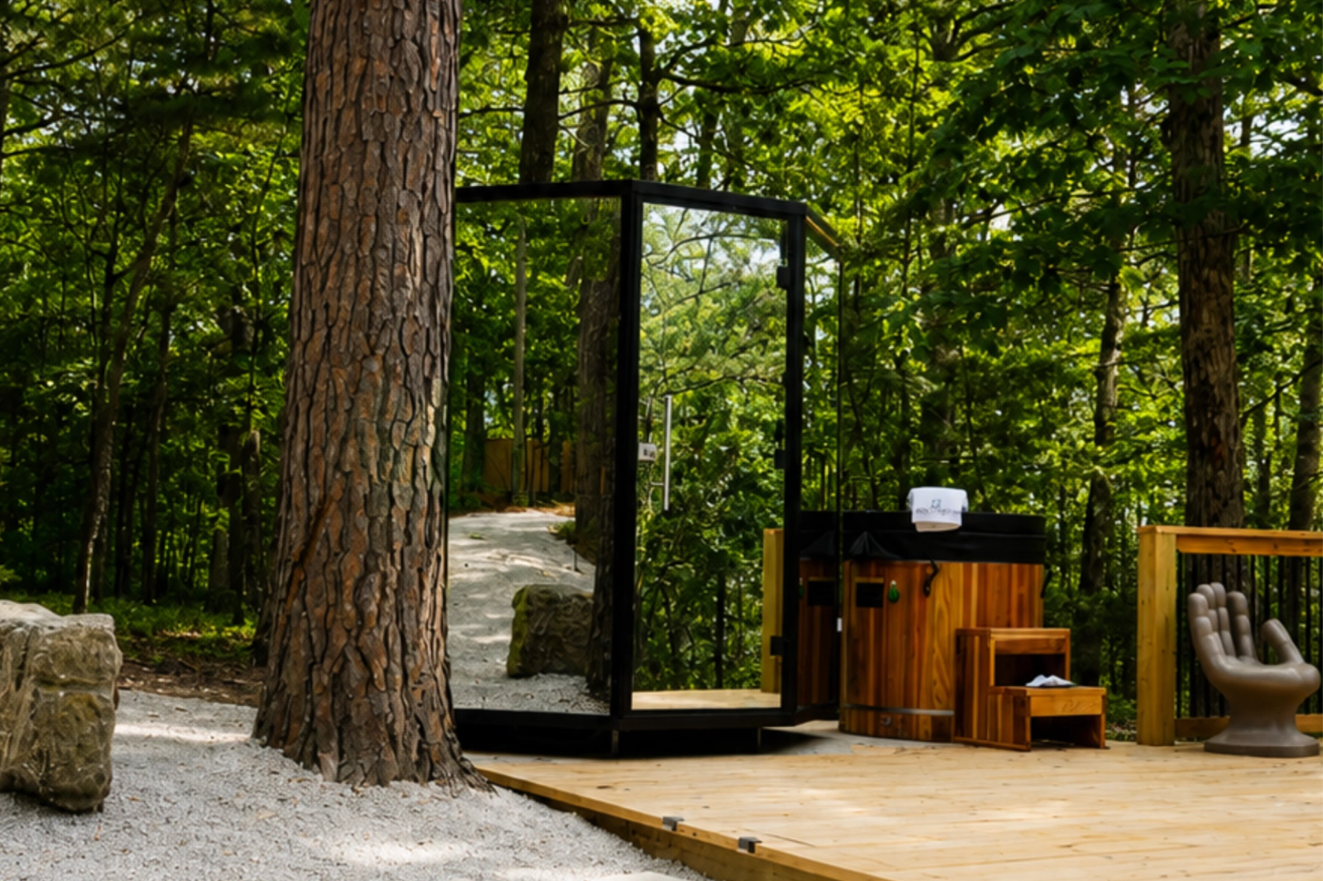 Forest Springs Resort room surrounded by trees