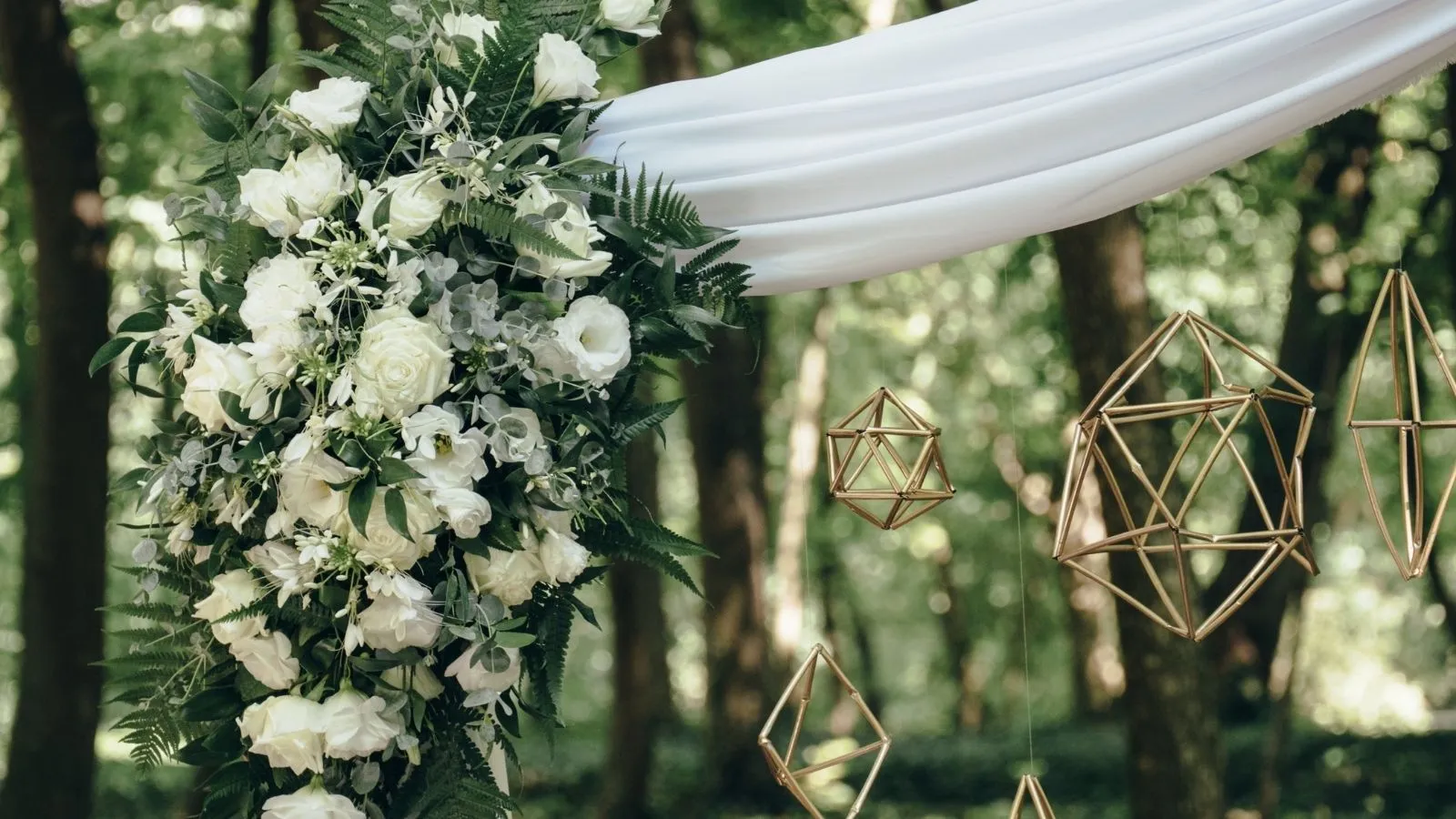 Outdoor wedding gathering in the Ozark forest